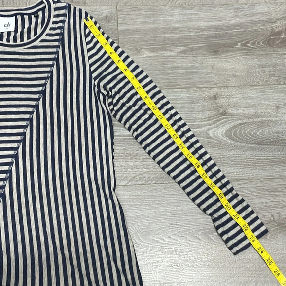 NWOT Cabi #3228 Ernest Knit Long Sleeve Tee Tunic Top Navy Oatmeal Striped XS - Picture 10 of 16